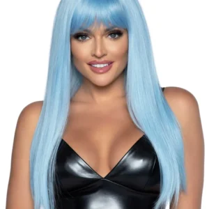 Long Straight Bang Wig Blue Peruukki