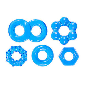 Powerfull Set - Penisrengassetti, sininen, TPE, joustava, erektio, laadukas, hygieeninen, kestävä