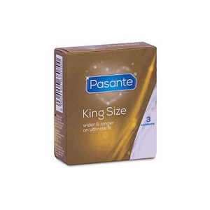 Pasante King Size - Kondomi, 3 kpl, markkinoiden suurimpia, XL-kondomi, lateksi, vegaainen