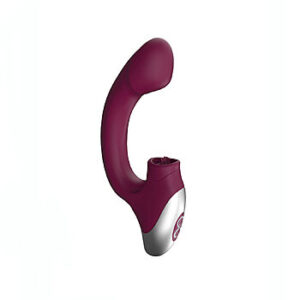 TITANZ - Taipuisa G-pistevibraattori klitoriskiihottimella, tehokas, ergoniminen, stimuloiva, rubiininpunainen