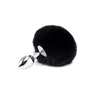 ZENN Deluxe - Pupun häntä anaalitappi, musta pörröinen, metallinen, eri vaihtoehtoja