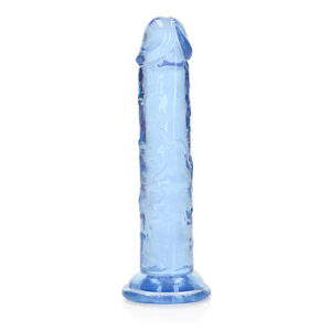 RealRock Super Flexible - Dildo 6" sininen, kimmoisa, joustava, imukupilla, läpikuultava
