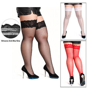 OhYeah - Stay Up-verkkosukat, Plus Size, 3-pack, eroottiset, seksikkäät, laadukkaat, Kaalimato